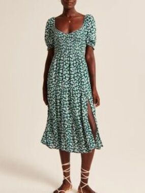 Abercrombie & Fitch Teal Floral Midi Dress